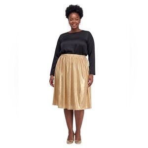 Metallic Gold Midi Skirt